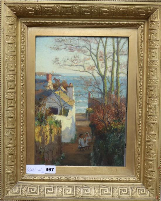 Ernest R. Fox, pair of oils on panel, Near Newlyn and View of St Michaels Mount, signed, 35 x 25cm